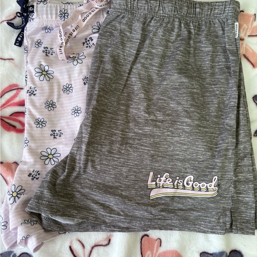 Life is Good Gray Lounge Shorts with Floral Pajama Pants